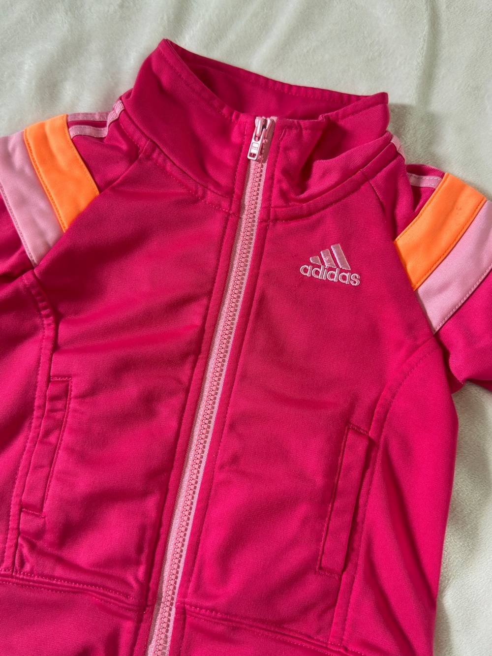adidas Bright Pink Zip-Up Jacket with Neon Orange Accents